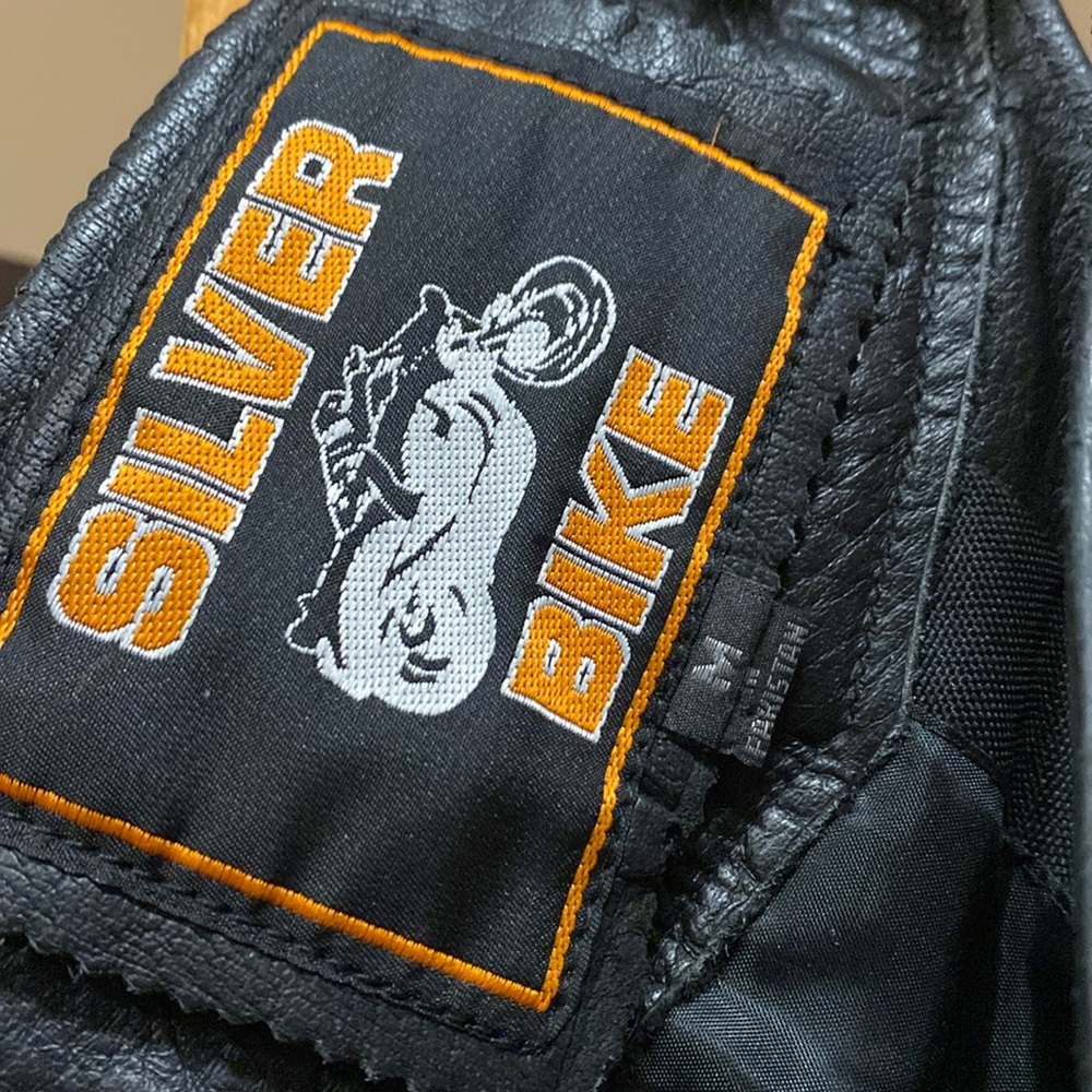 Silver Bike Black Leather Motorcycle Chaps size M